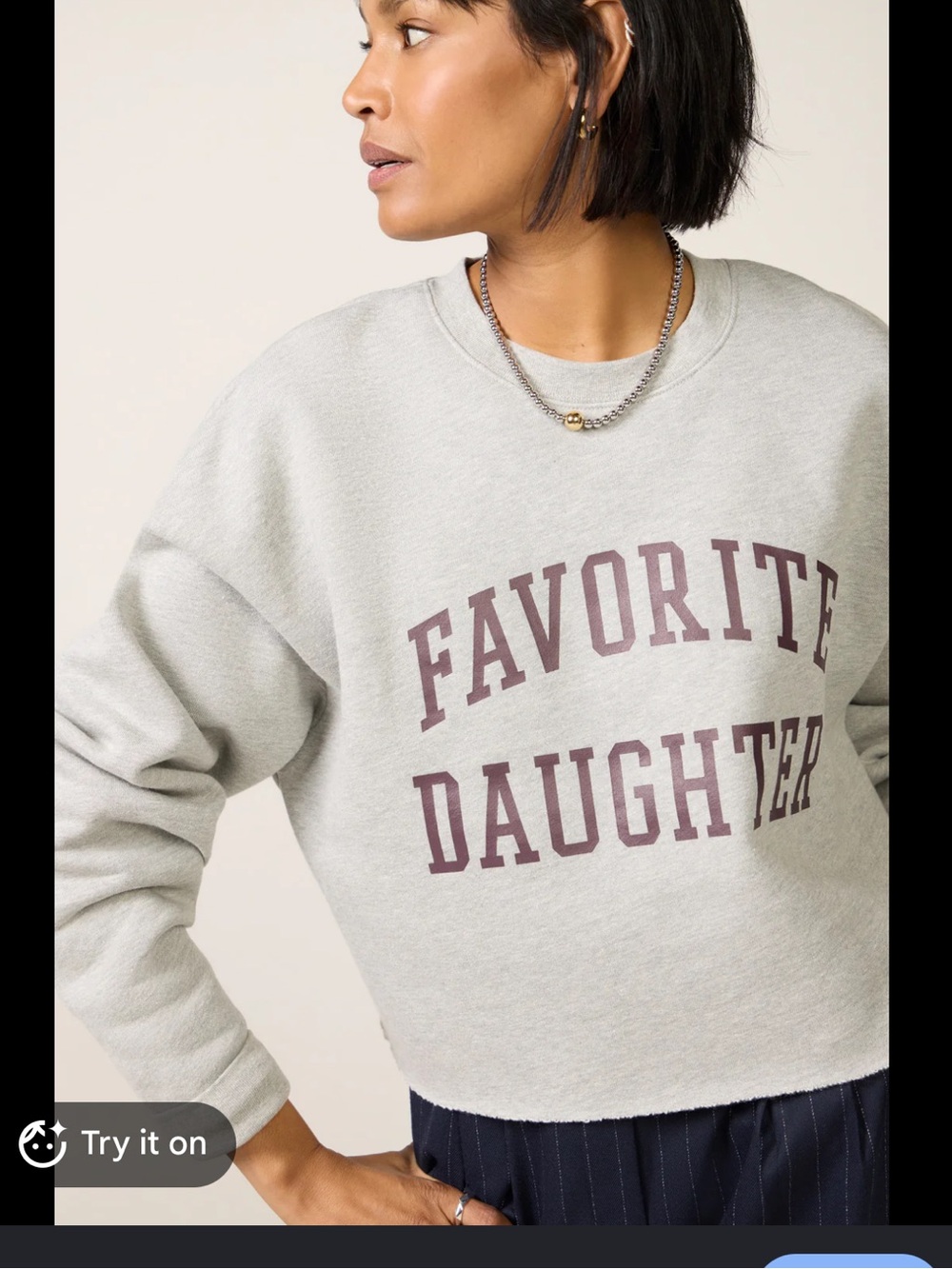Favorite Daughter Light Gray - The Cropped Collegiate NWT small
